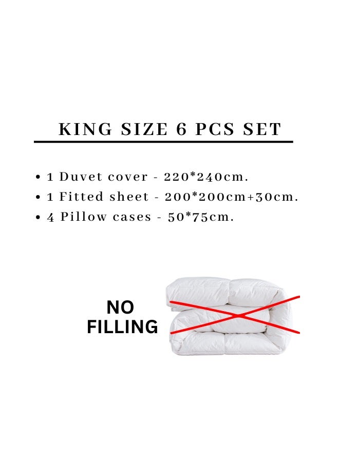 LUNA Home King size 6-piece set ( 1 Duvet cover - 220*240cm. 1 Fitted sheet - 200*200cm+30cm. 4 Pillow covers - 50*75cm. ). bedding set rose print with green leaves. - Image 3